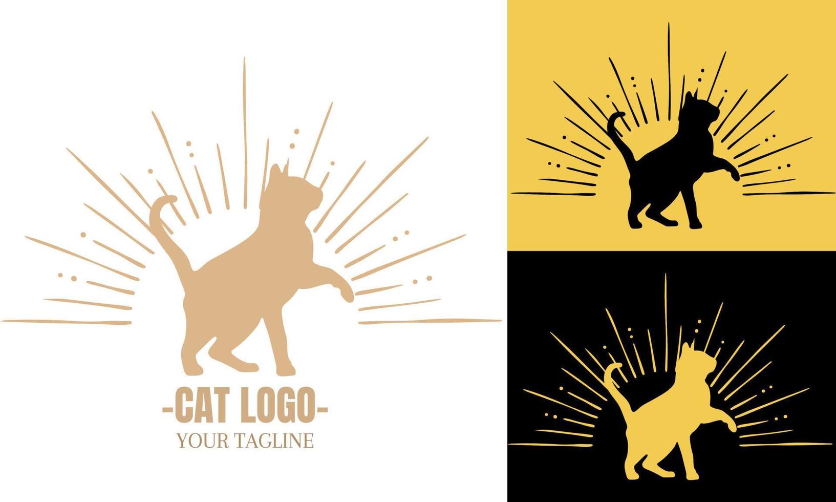 ilustração de design vetorial de logotipo de gatinho, emblema de identidade de marca vetor