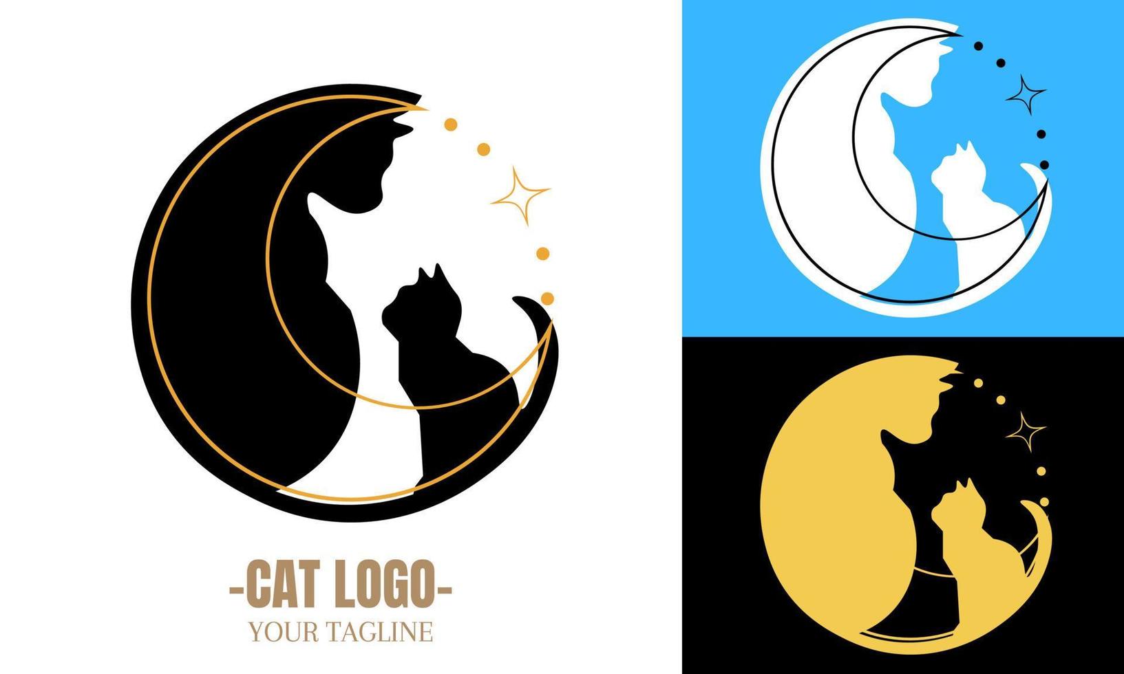 ilustração de design vetorial de logotipo de gato e gatinho vetor