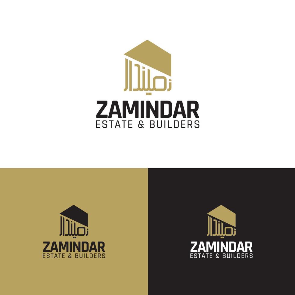 zamindar em urdu letra z logotipo imobiliário ou empresa de construção com inicial z vetor