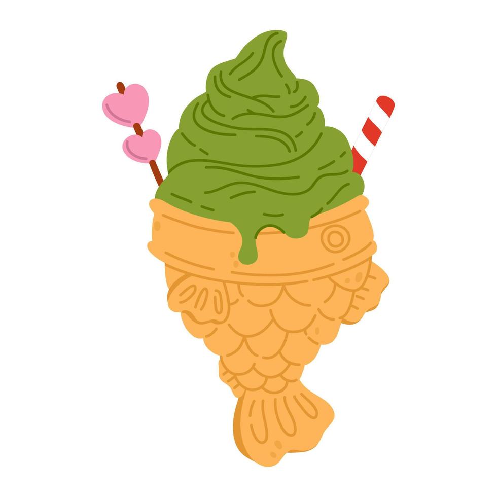 doodle sorvete de comida asiática vetor
