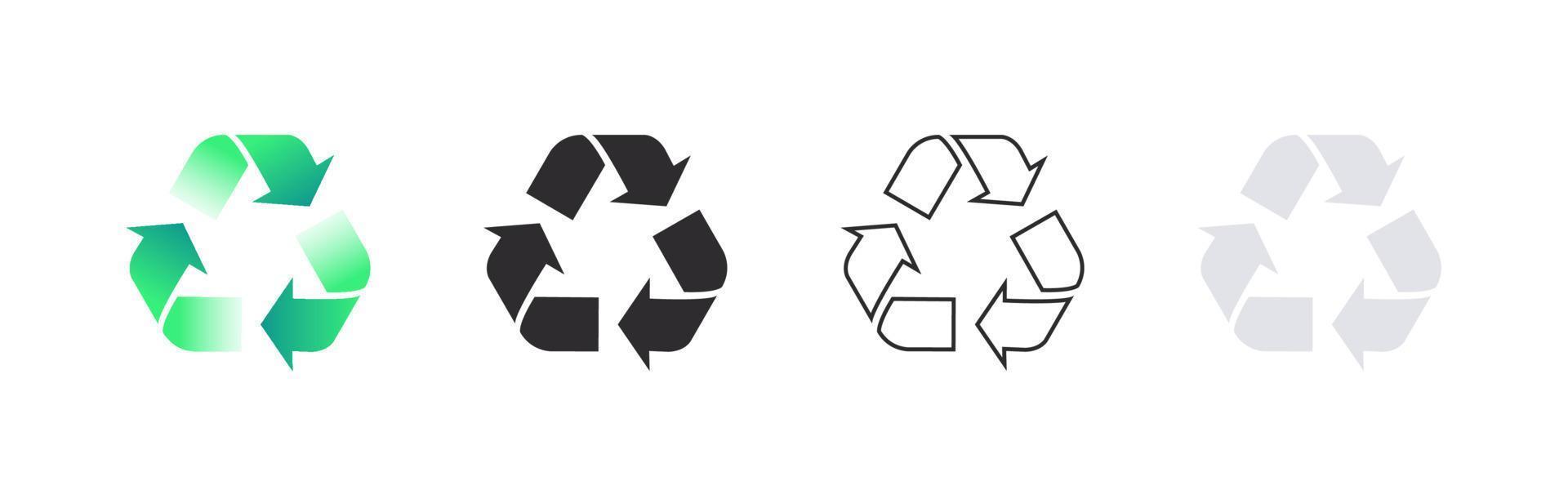 conceito de ícones de reciclagem. materiais recicláveis. embalagem e reciclagem. ilustração vetorial vetor