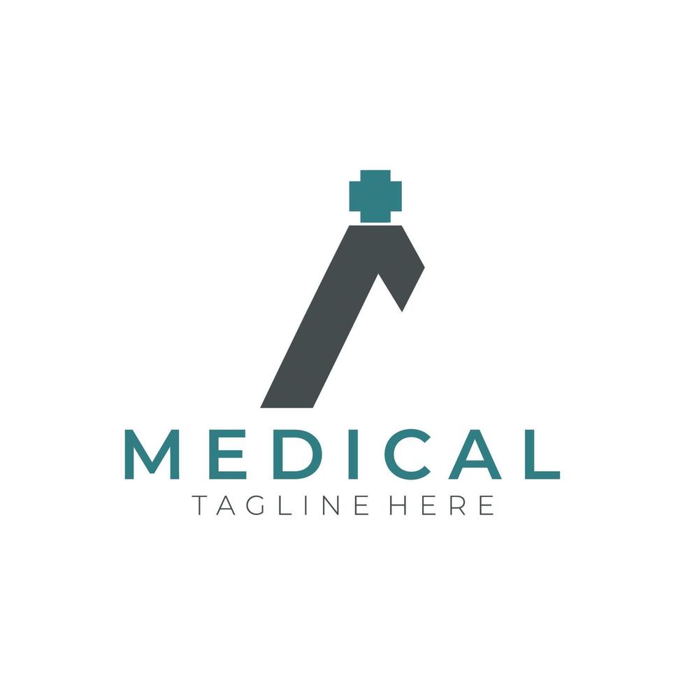 letra uma cruz mais logotipo, design de modelo de logotipo de assistência médica vetor