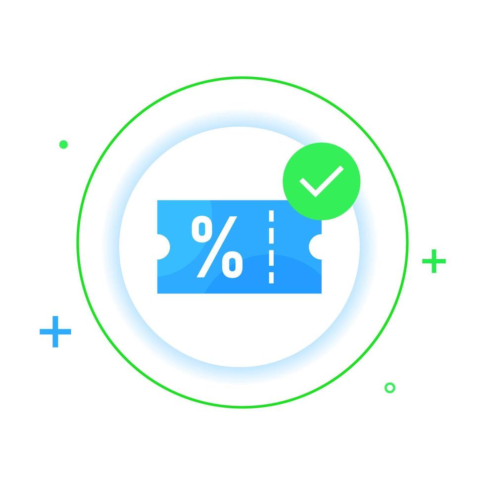 voucher e resgatado com sucesso conceito ilustração design plano vetor eps10. elemento gráfico moderno para página inicial, interface do usuário de estado vazio, infográfico, ícone