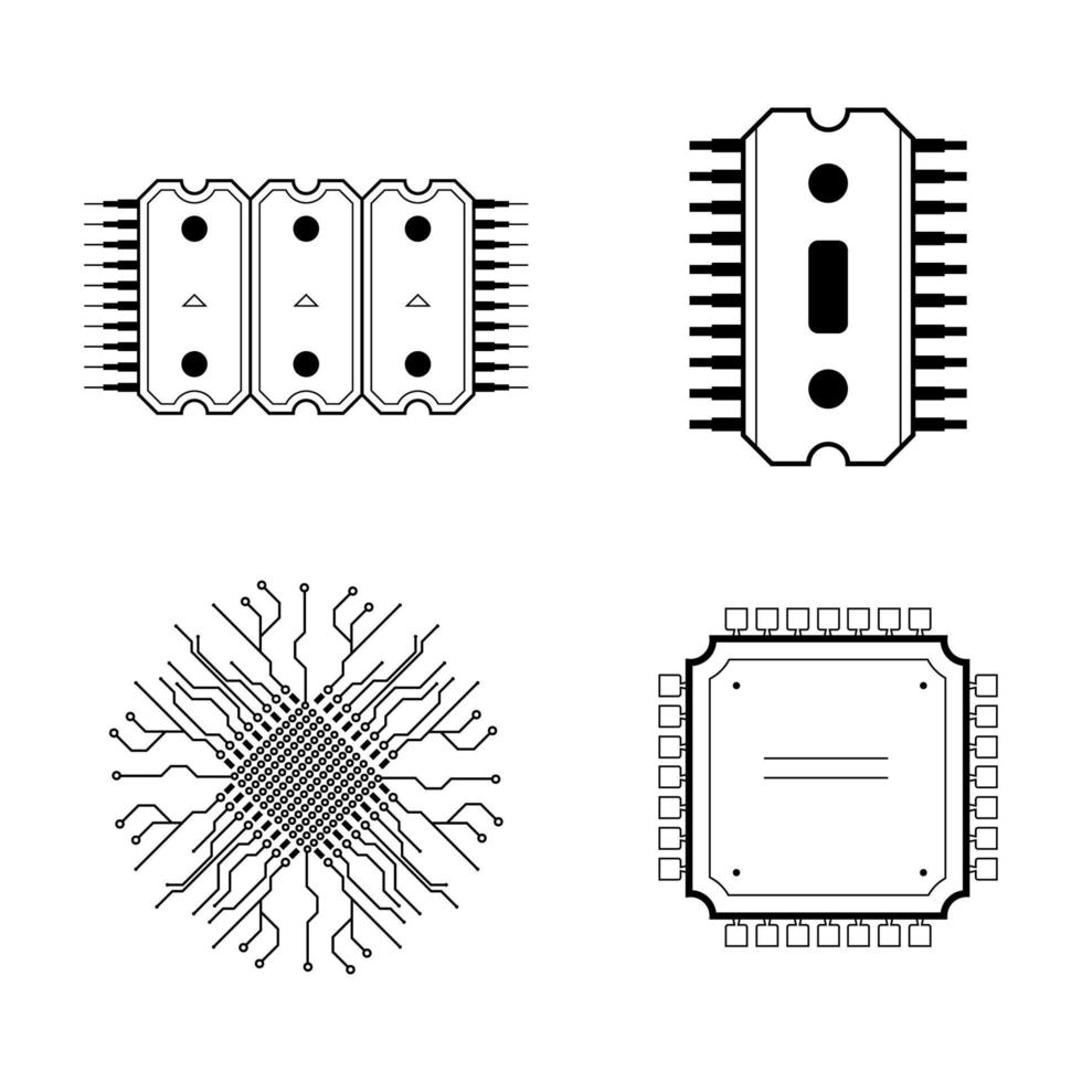 coleção de microcircuito linear vetor