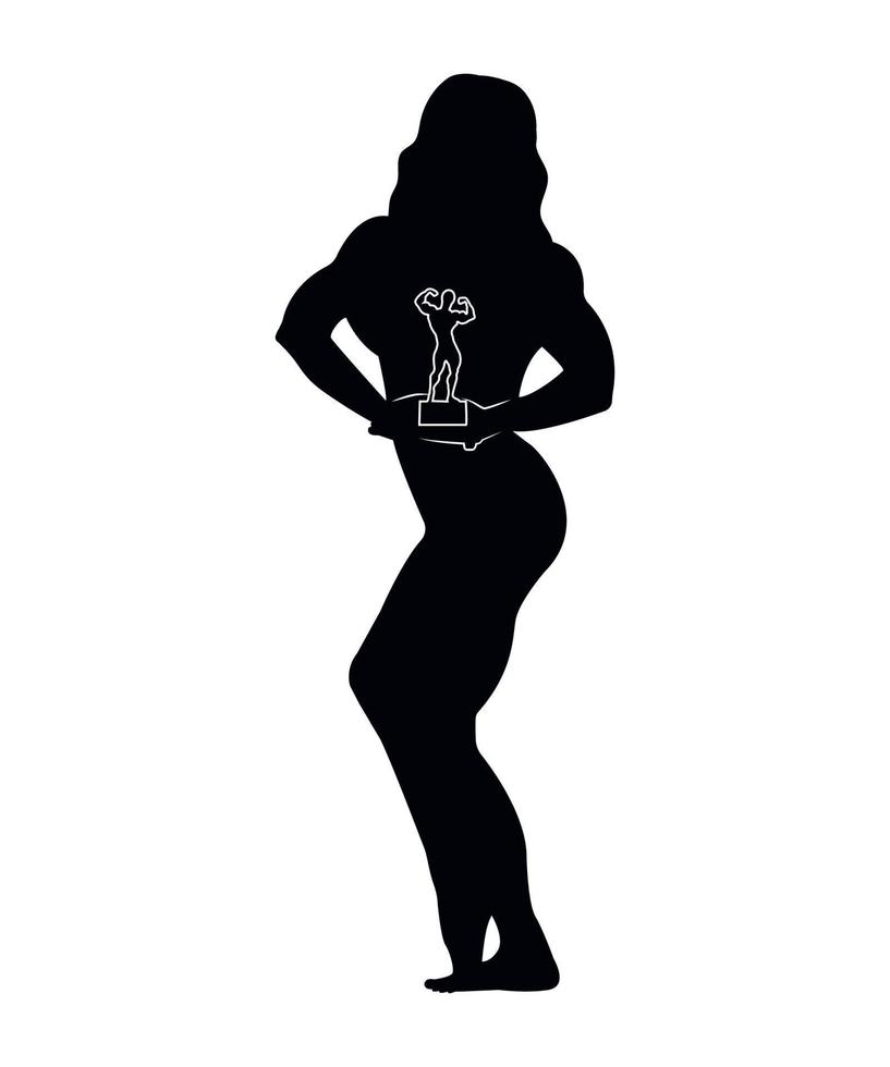 ilustração vetorial de silhuetas negras de fisiculturista feminina vetor