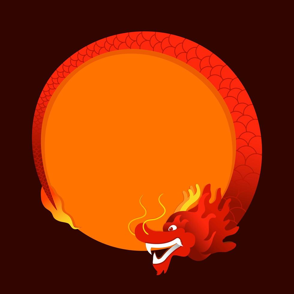 ilustração circular do dragão chinês vermelho vetor