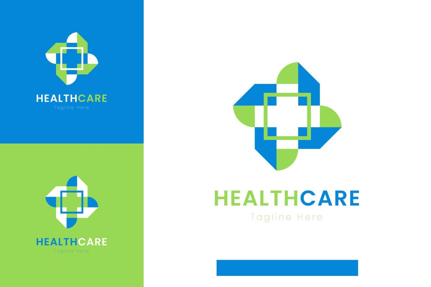 conjunto de modelos de design de logotipo de saúde médica com estilos de cores diferentes vetor