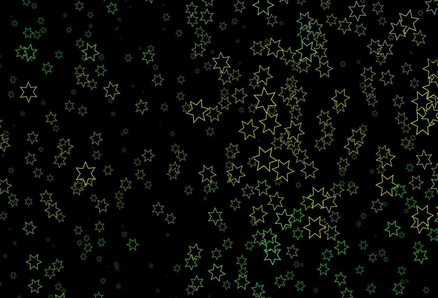 padrão de vetor verde escuro, amarelo com estrelas de Natal.