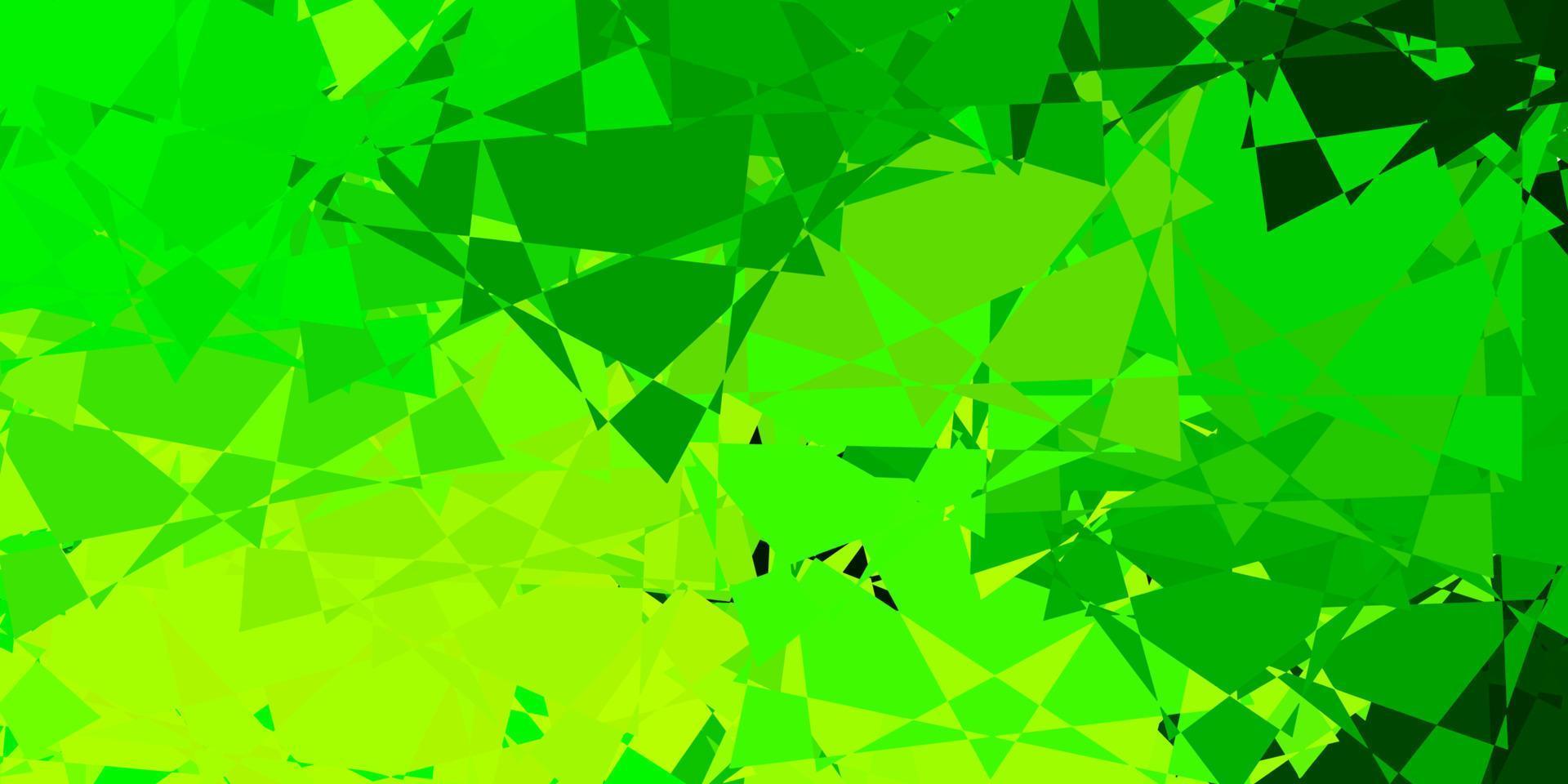 modelo de vetor verde e amarelo claro com formas de triângulo.