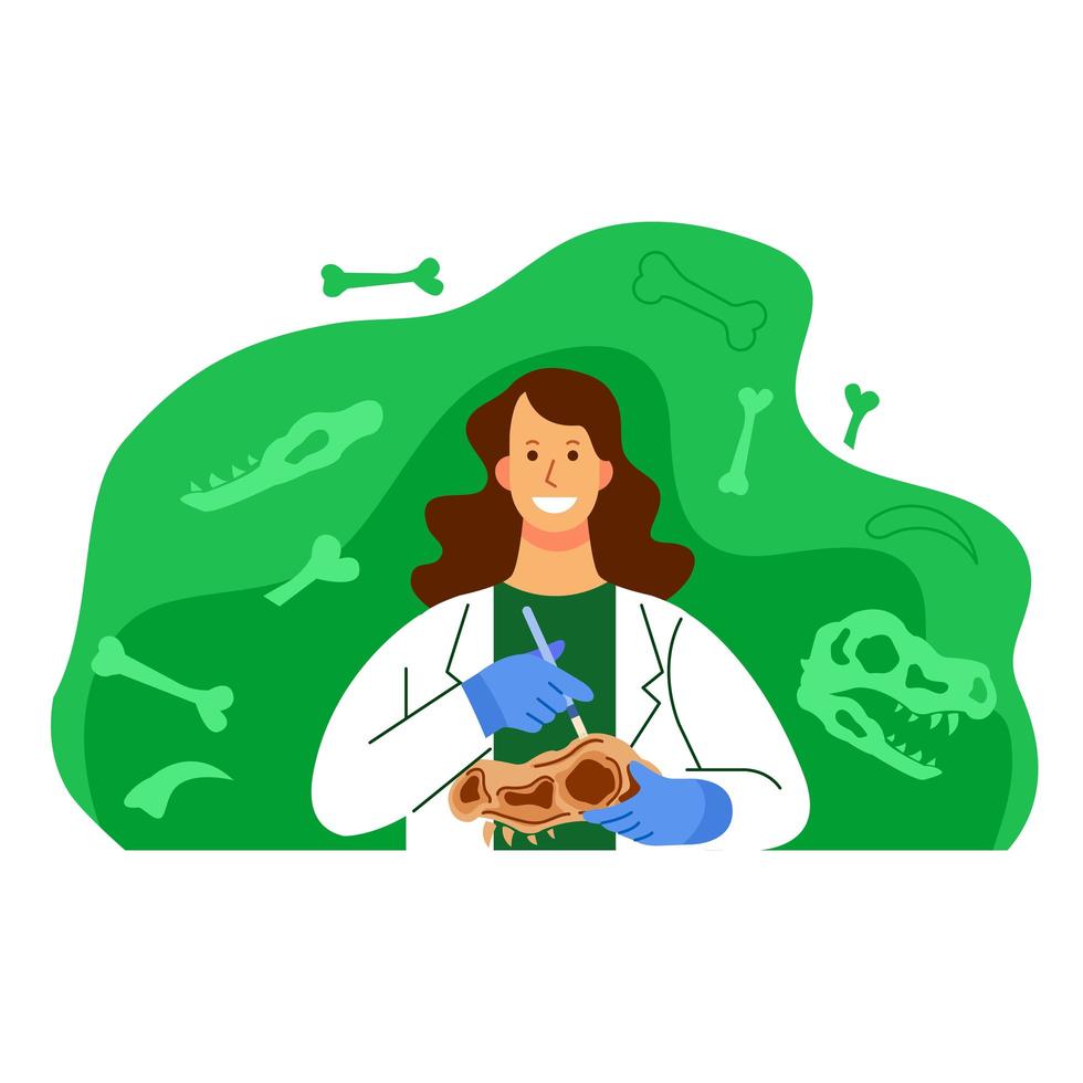 ilustração de personagem cientista mulher arqueologia vetor