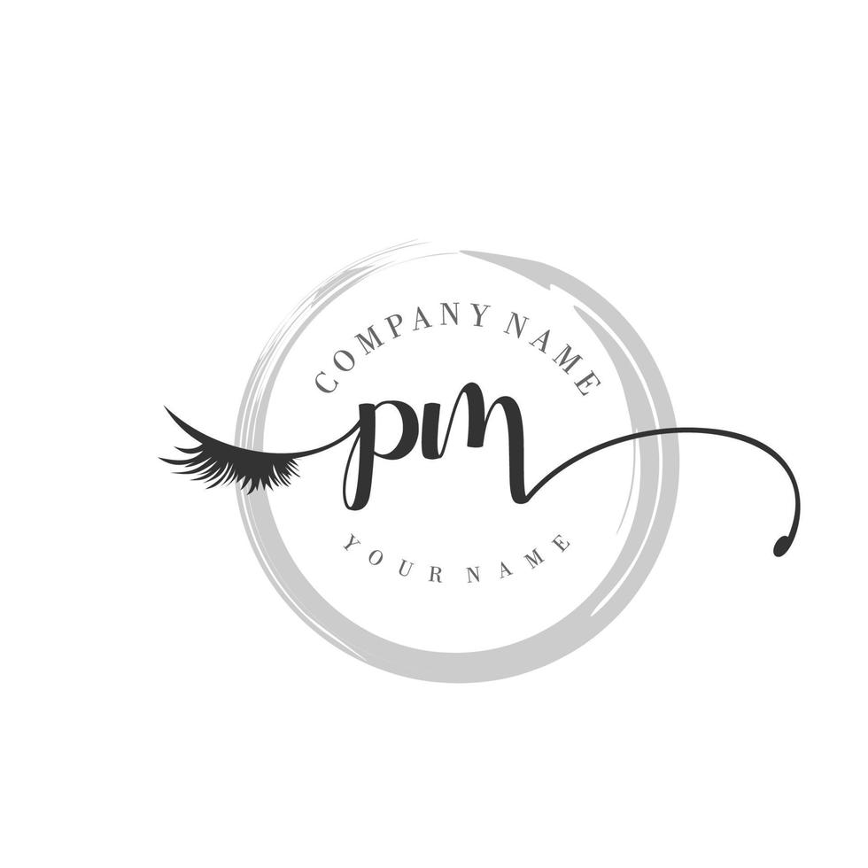 inicial pm logotipo caligrafia salão de beleza moda moderno luxo monograma vetor