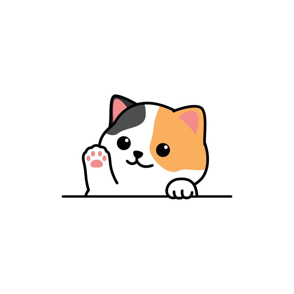 gato malhado fofo acenando desenhos animados de pata, ilustração vetorial vetor