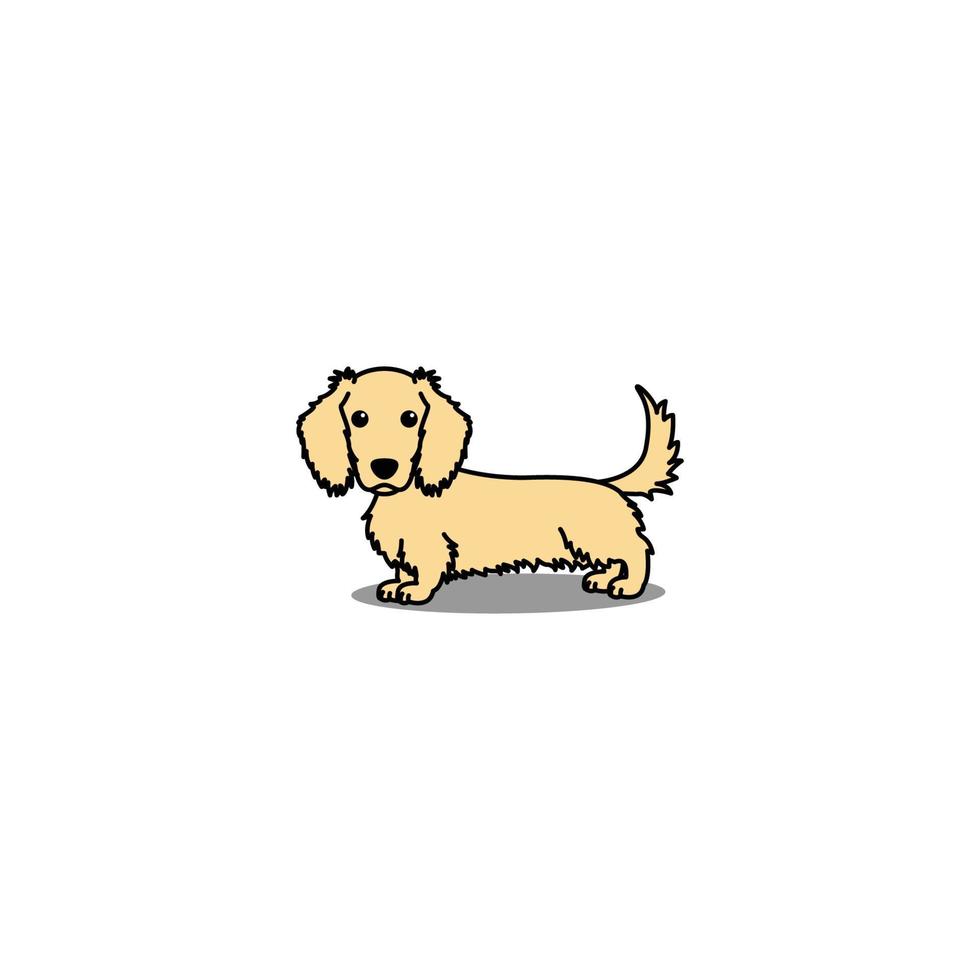 desenho animado de cor de creme de cachorro bassê bonito de cabelos compridos, ilustração vetorial vetor