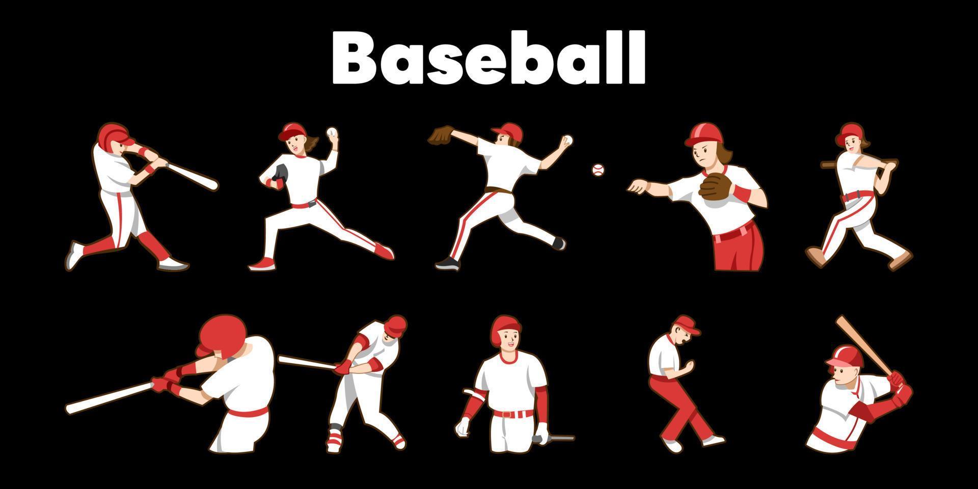 coleção de conjunto de vetores de beisebol design de clipart gráfico