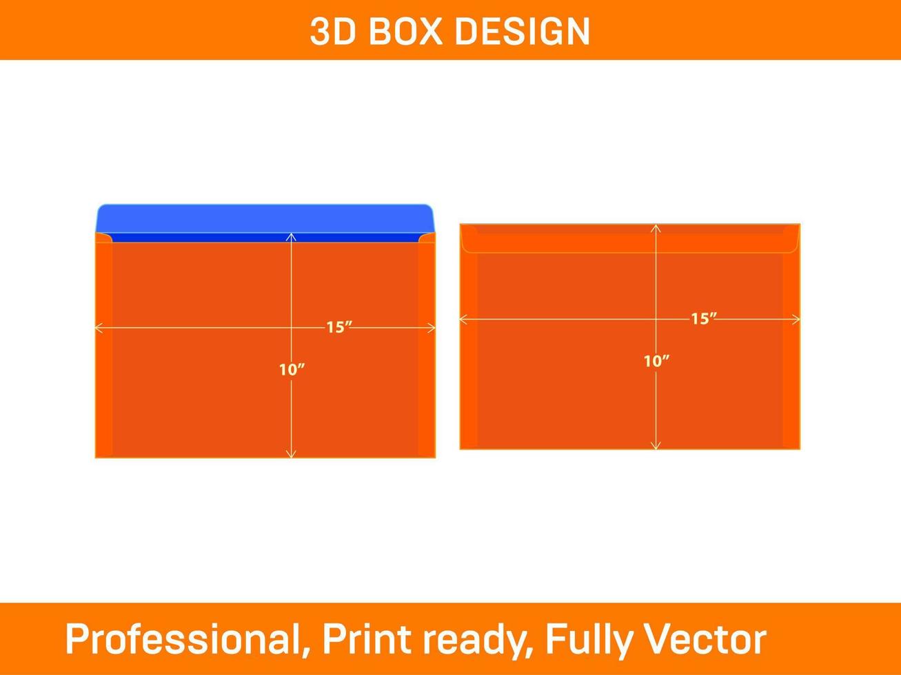 envelope de documento de embalagem modelo dieline de 10 x 15 polegadas e envelope 3d vetor