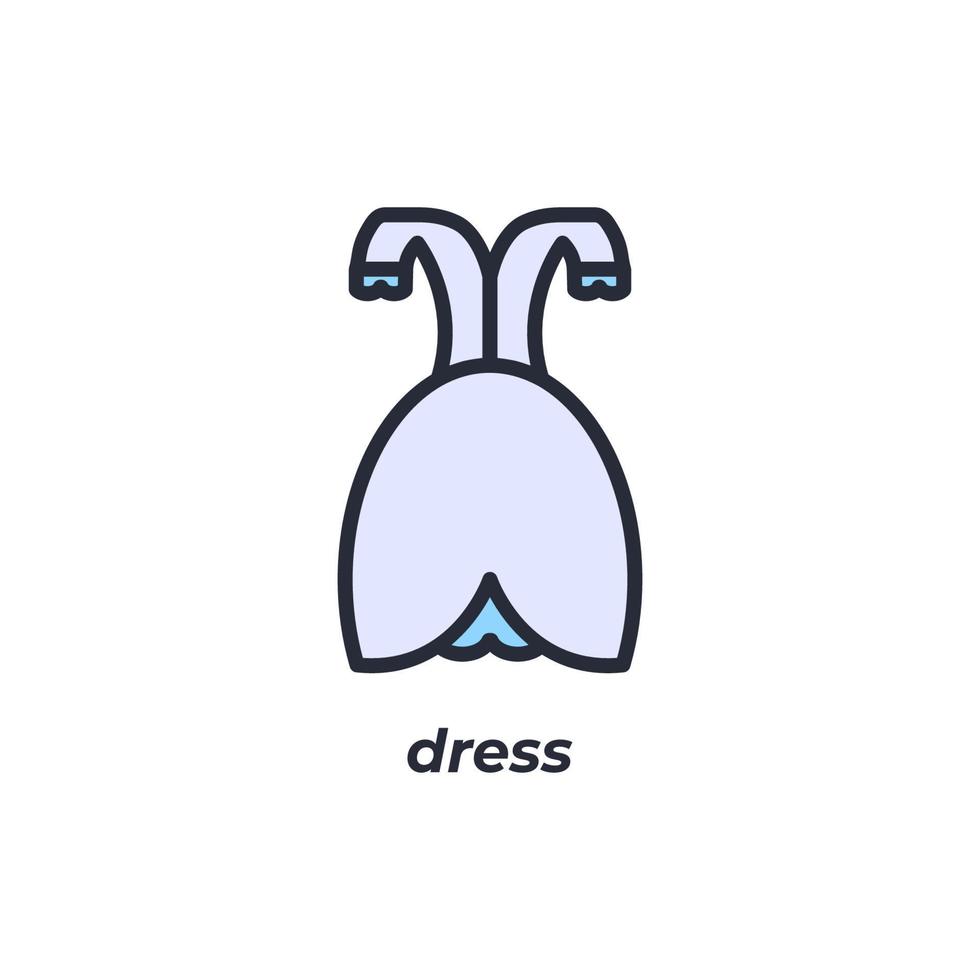 símbolo de vestido de sinal de vetor é isolado em um fundo branco. cor do ícone editável.