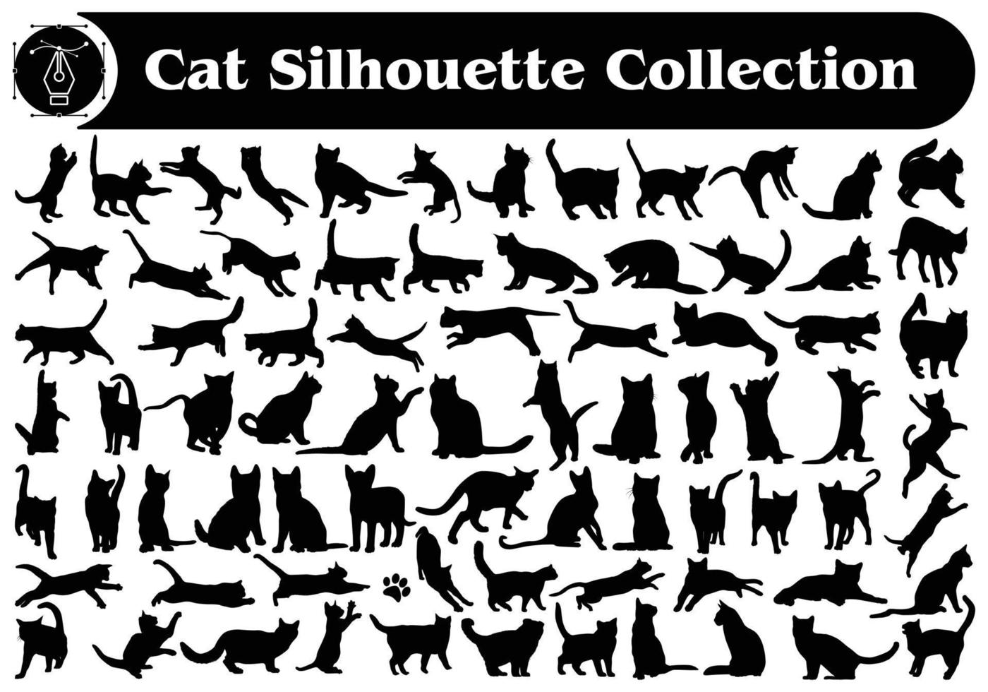 coleção de vetores de silhueta de gato animal