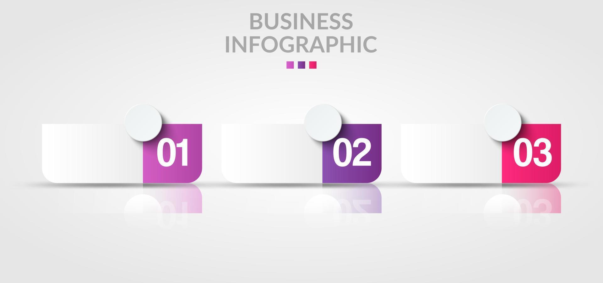 infográfico de negócios. modelo de infográfico moderno. diagrama abstrato com 3 etapas, opções, peças ou processos. modelo de negócios de vetor para apresentação. conceito criativo para infográfico