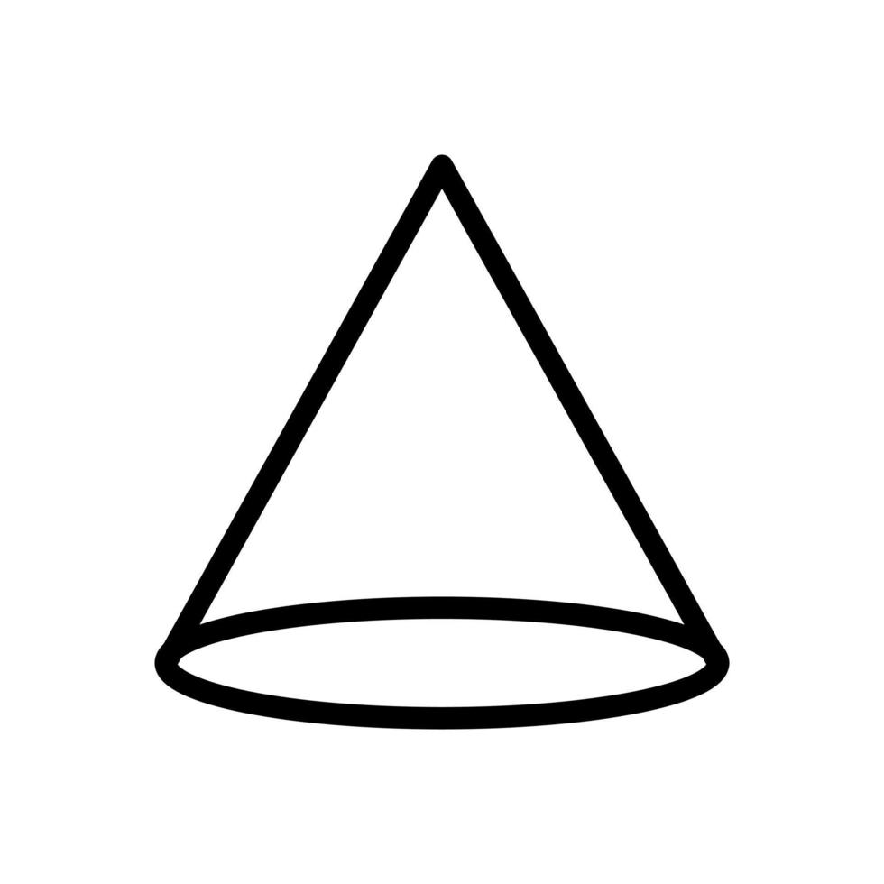 ícone de forma de cone em design de estilo de linha isolado no fundo branco. curso editável. vetor
