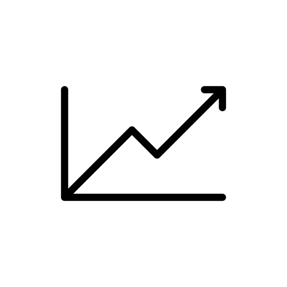 gráfico de portfólio, crescimento, gráfico de vendas, estoque ou ícone do conceito de investimento no mercado de ações em design de estilo de linha isolado no fundo branco. curso editável. vetor