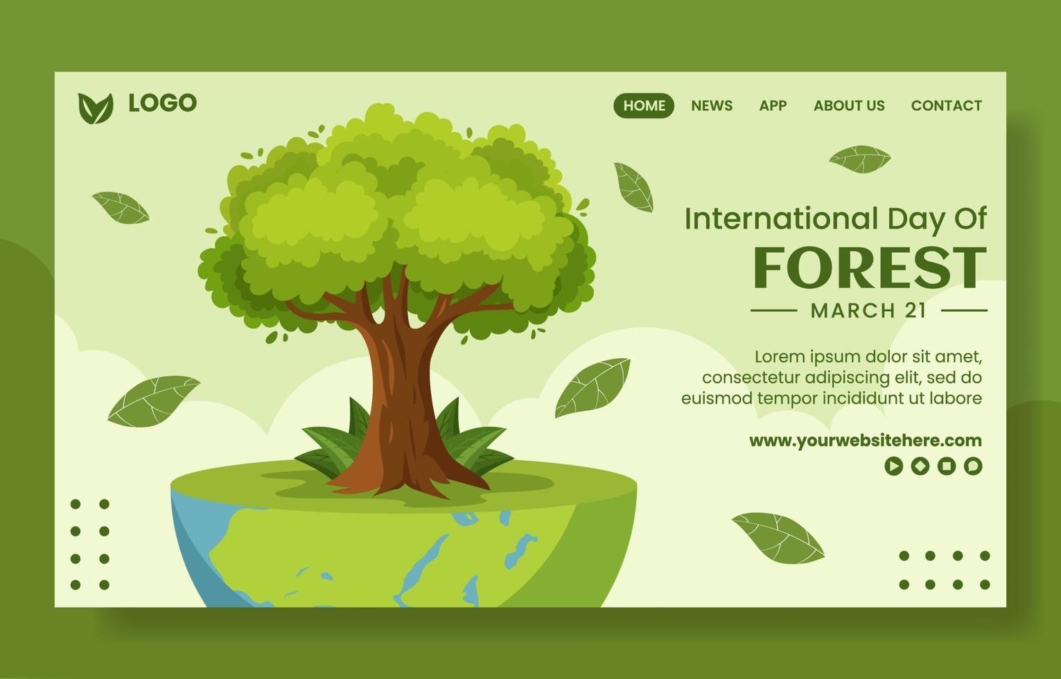 dia mundial da silvicultura página de aterrissagem de mídia social desenho plano ilustração de modelos desenhados à mão vetor