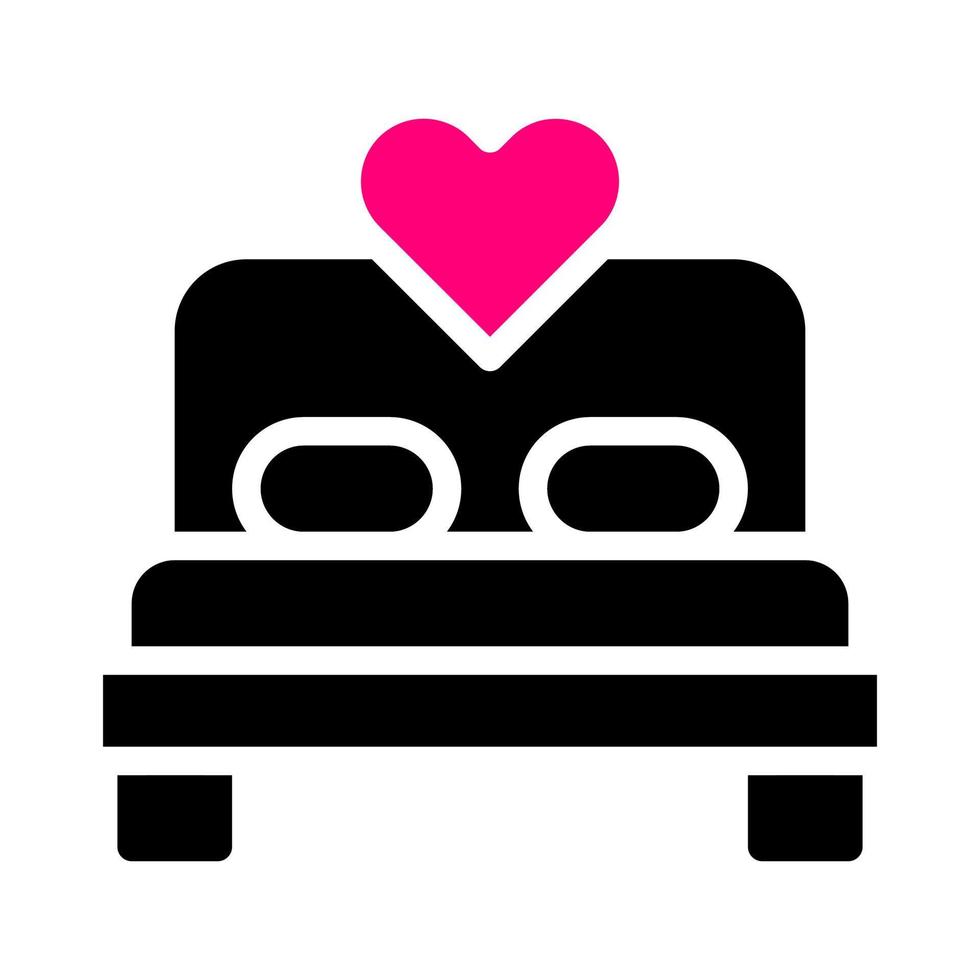 ícone de cama sólido preto estilo rosa elemento do vetor ilustração dos namorados e símbolo perfeito.