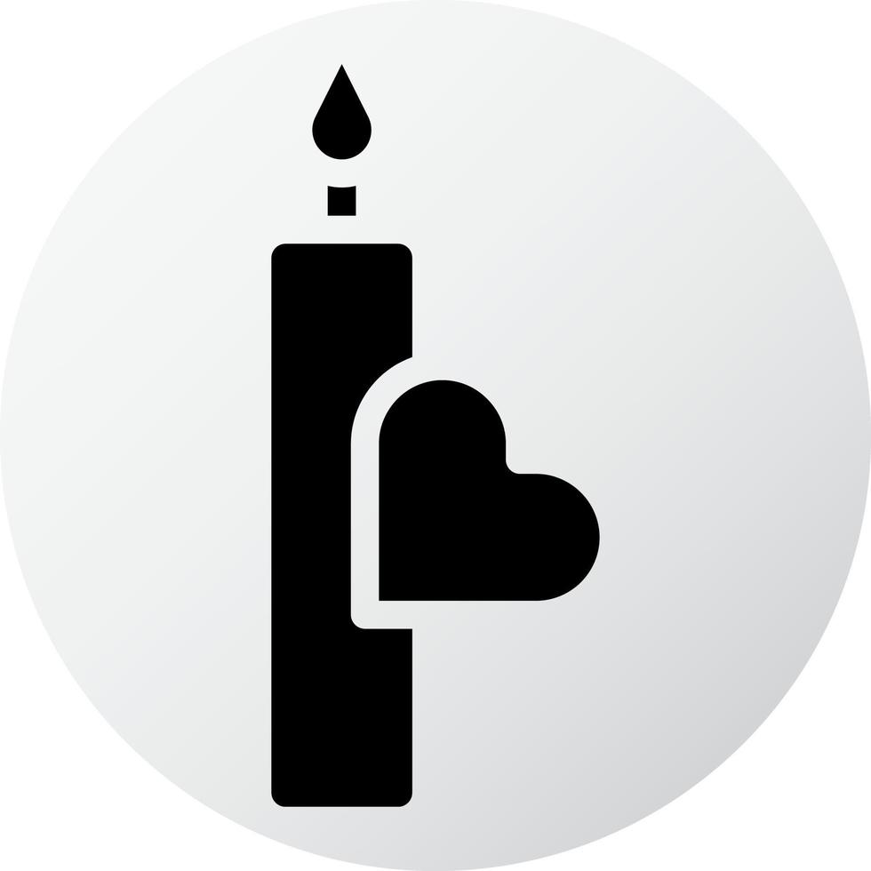 ícone de vela preenchido elemento de vetor de ilustração de estilo branco preto valentine e símbolo perfeito.