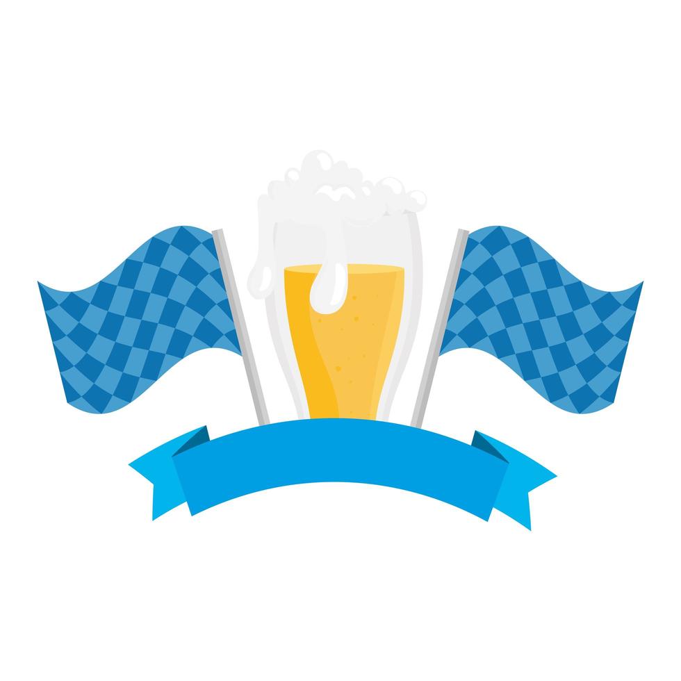 Bandeiras do Bayern com desenho vetorial de copo de cerveja vetor
