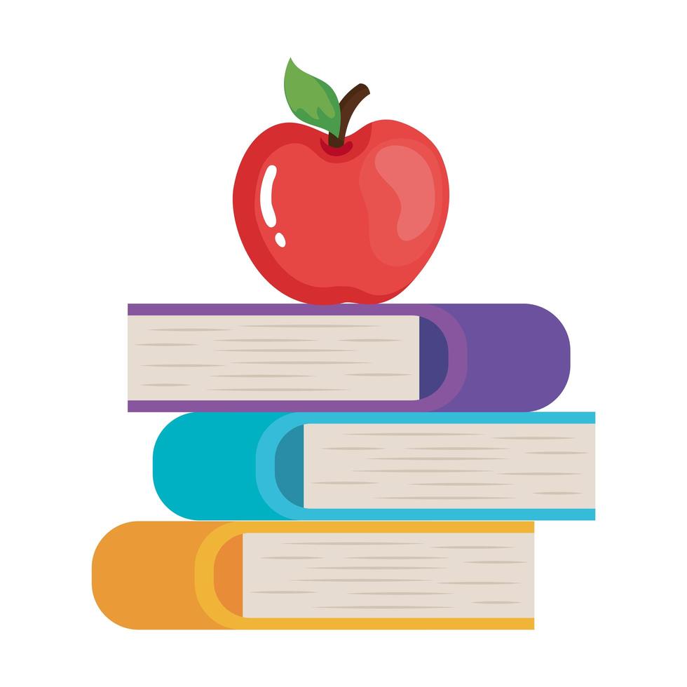 livros escolares isolados com desenho vetorial de maçã vetor