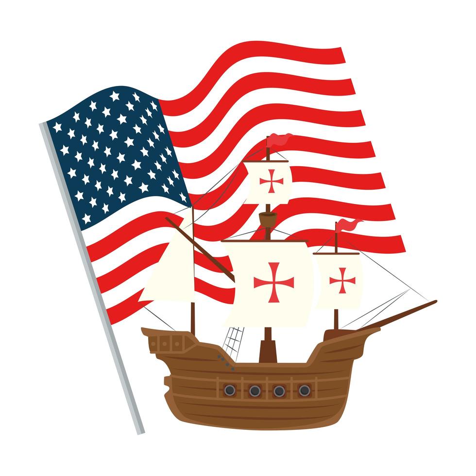navio columbus com desenho vetorial da bandeira dos EUA vetor
