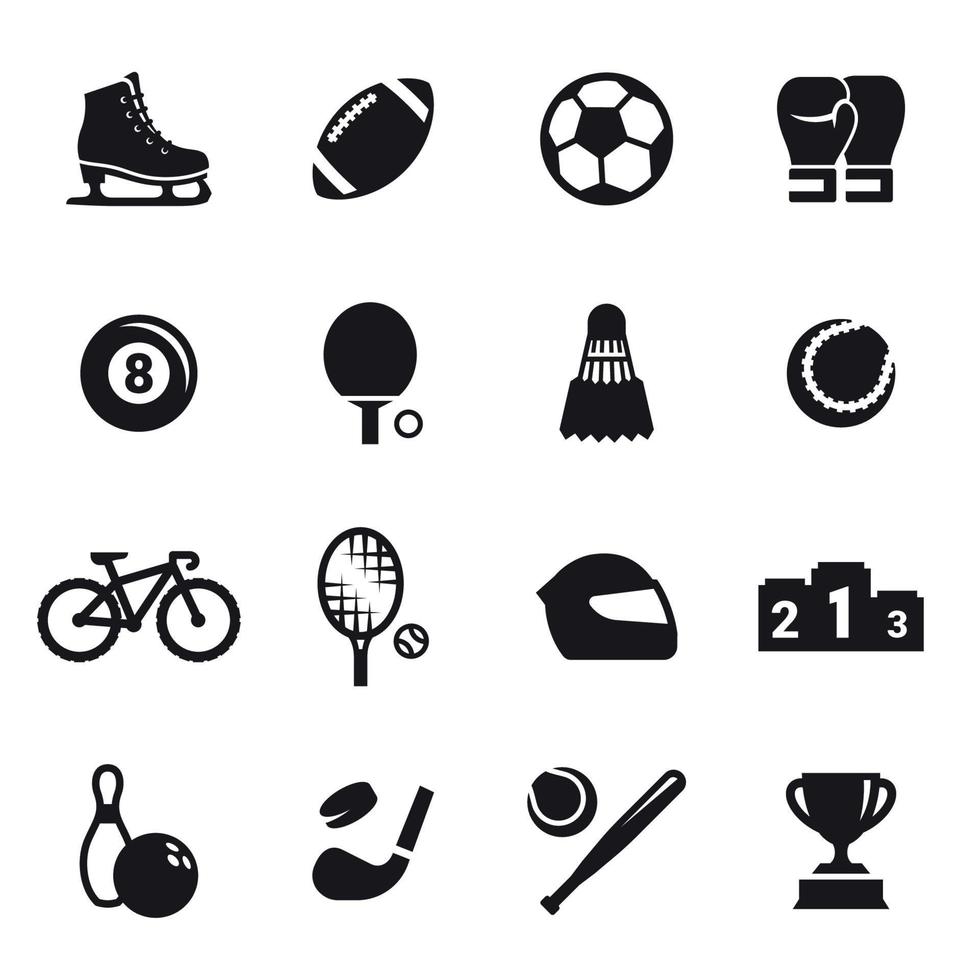 conjunto de ícones de esportes. preto em um fundo branco vetor