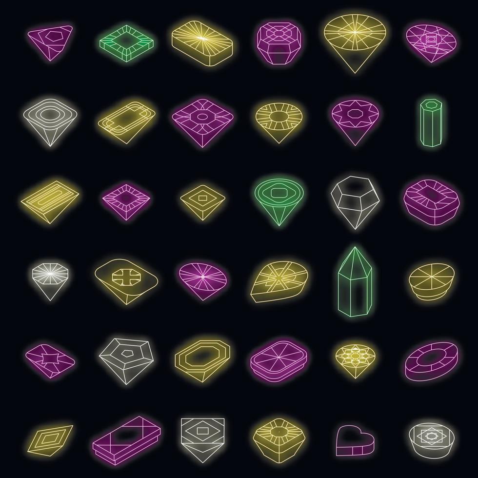 conjunto de ícones de joias neon vector