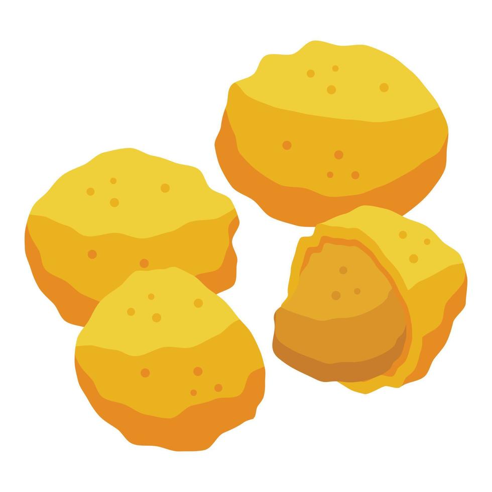vetor isométrico de ícone de bolas de carne de frango. comida de queijo