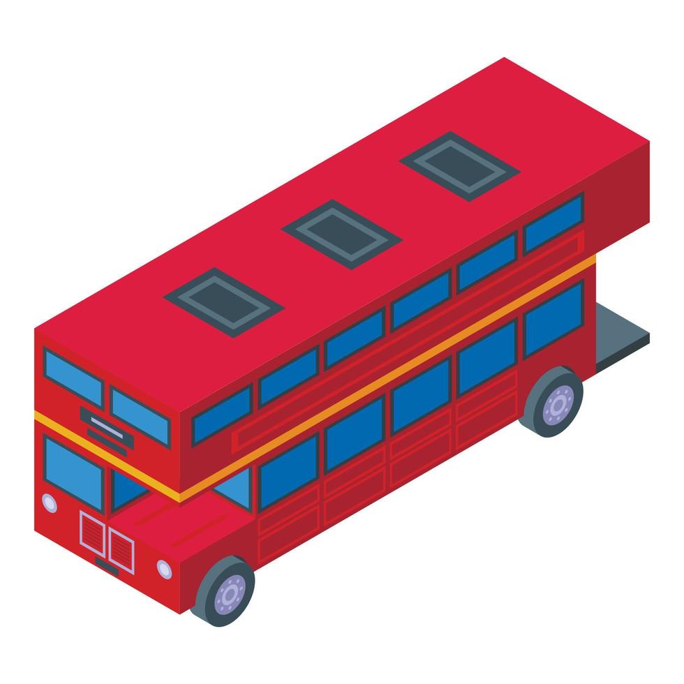 vetor isométrico de ícone de exibição de ônibus. tour antigo vermelho