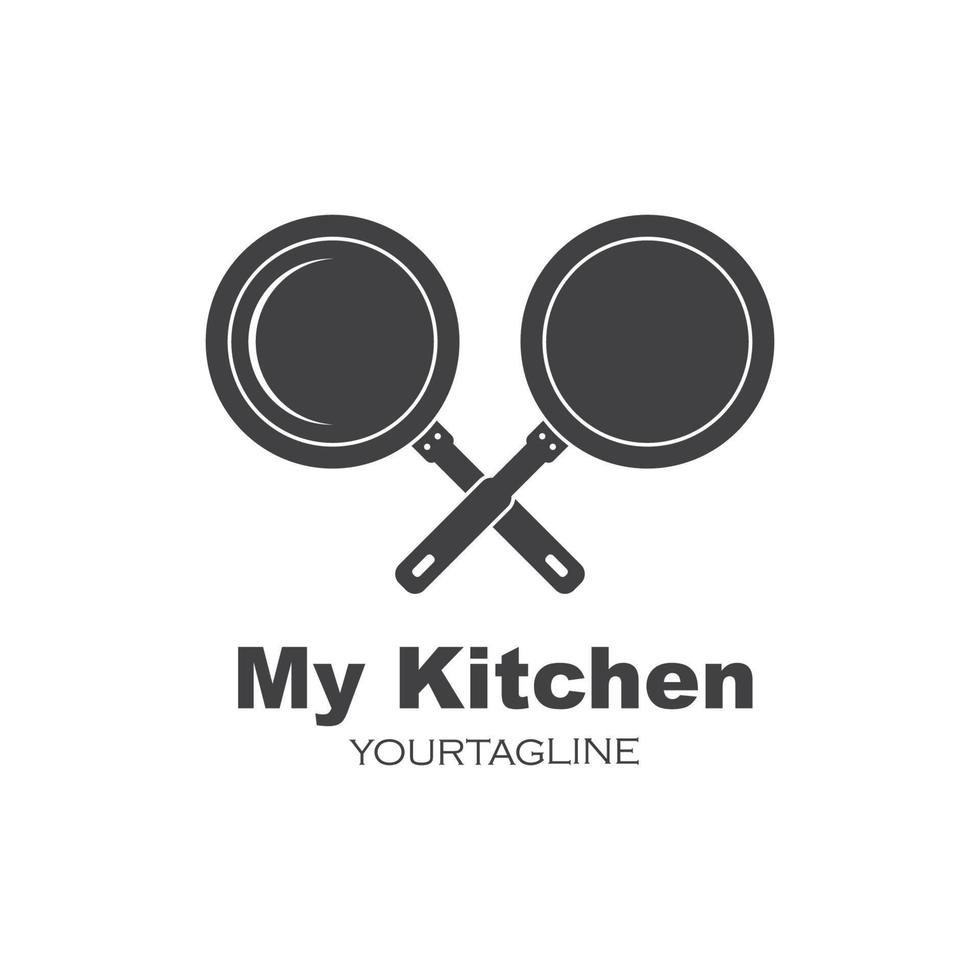 ícone do logotipo da panela de cozinhar e vetor kithen