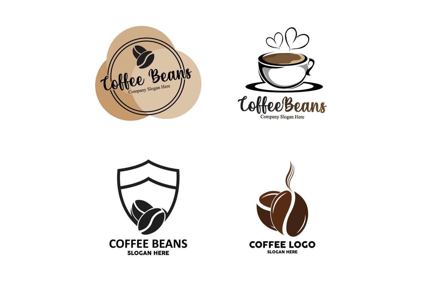 design de logotipo de bebida de feijão de café em ilustração vetorial de cor marrom vetor