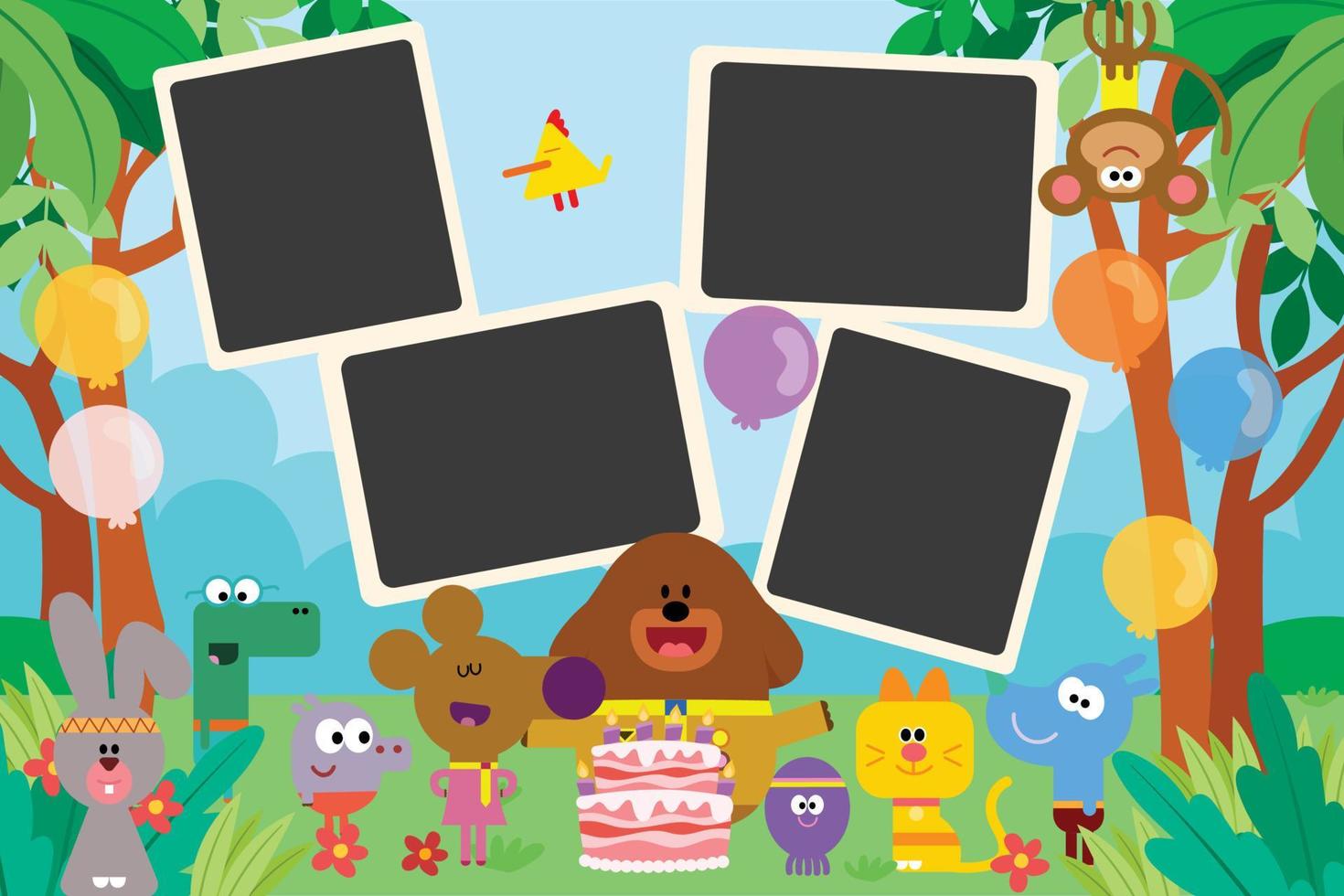 vector hey duggee moldura de aniversário