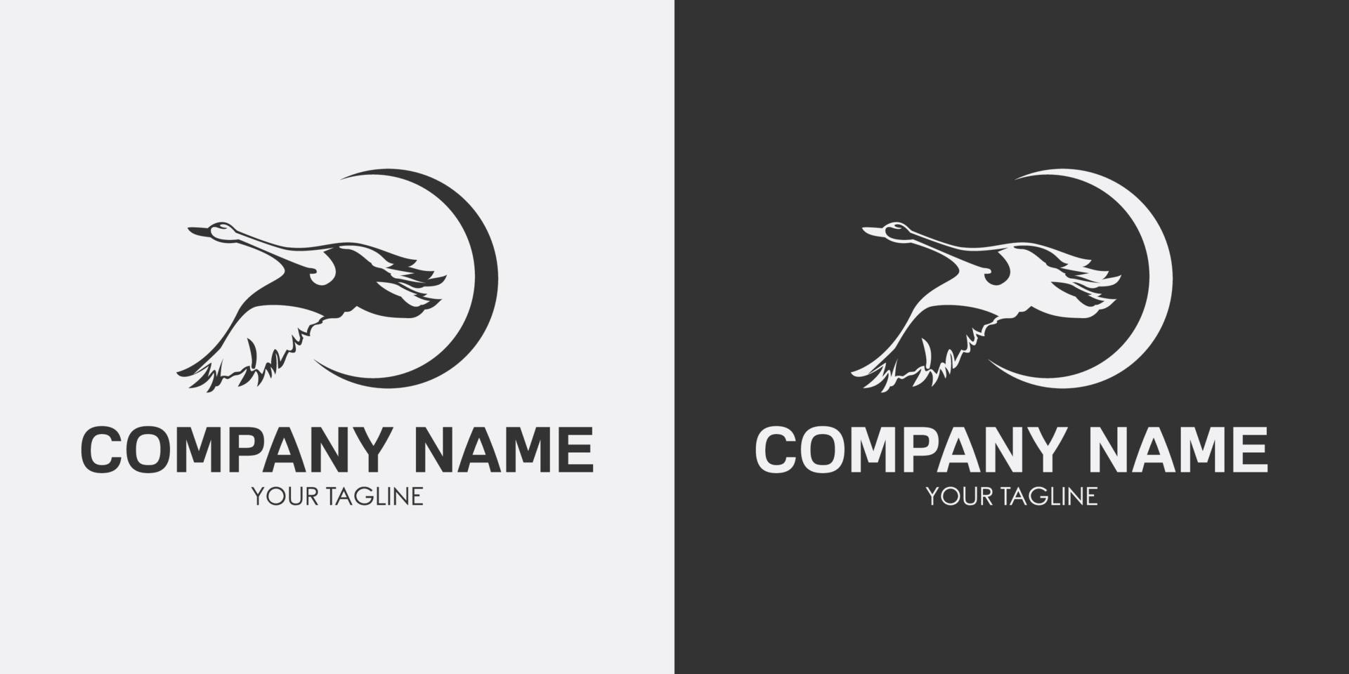 modelo de conceito de design de logotipo de cisne com design variante de cor preto e branco 01 vetor