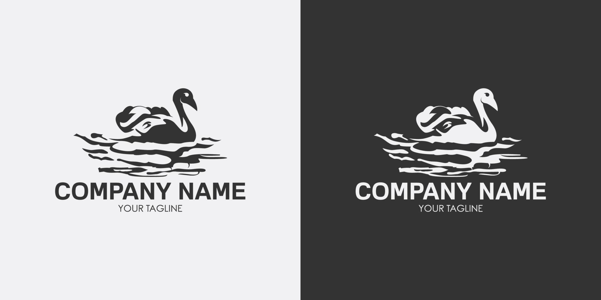 modelo de conceito de design de logotipo de cisne com design de variante de cor preto e branco 02 vetor