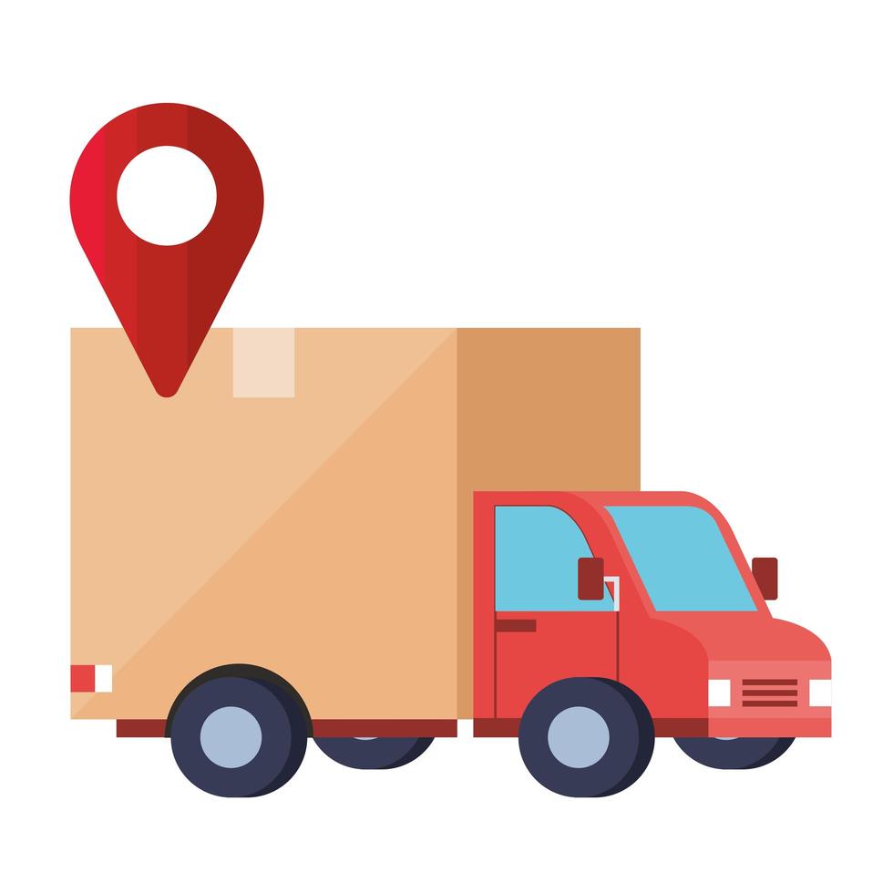 caminhão de entrega isolado e desenho vetorial de marca GPS vetor