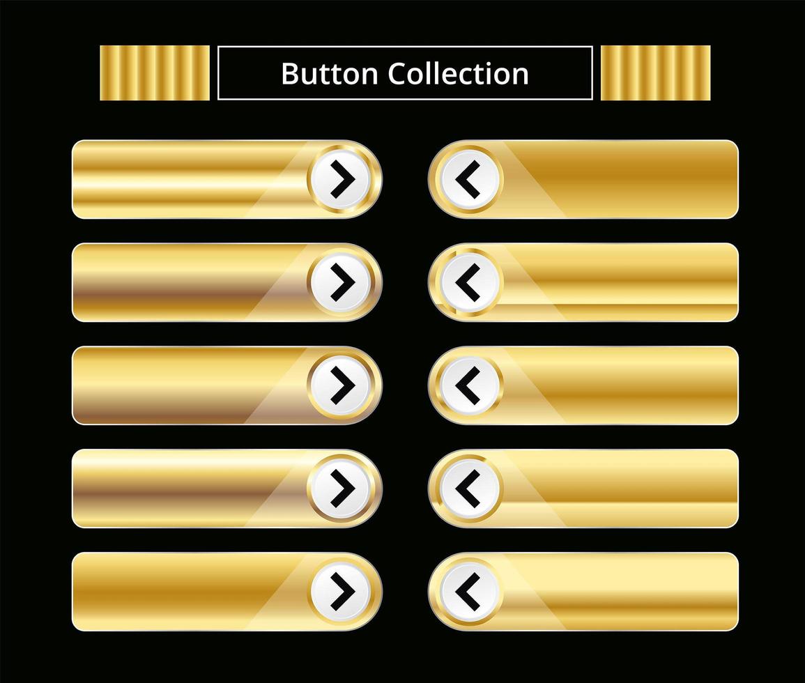 coleção de botões de ouro. vetor