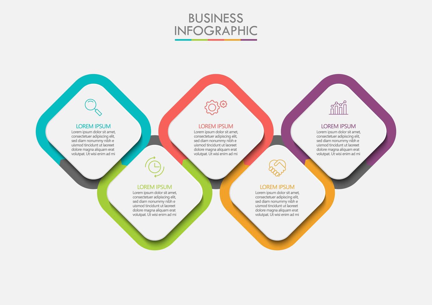 modelo de infográfico de negócios moderno de formato quadrado vetor