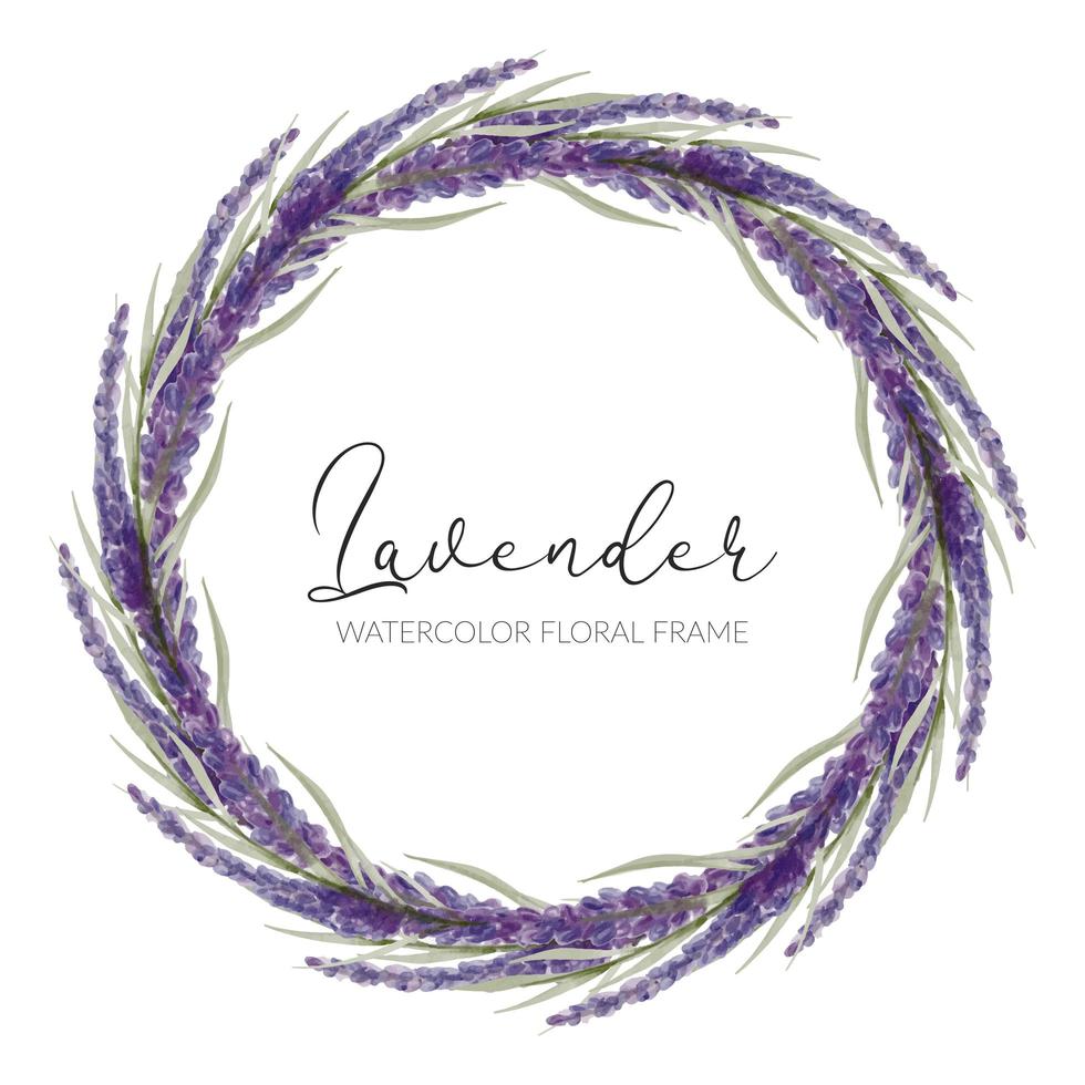 guirlanda floral em aquarela lavanda vetor