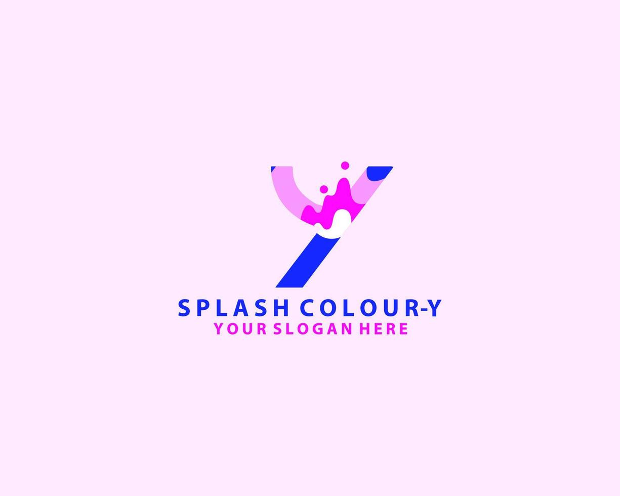 letra inicial y dentro do logotipo splash líquido. ícone moderno, design de modelo vetor