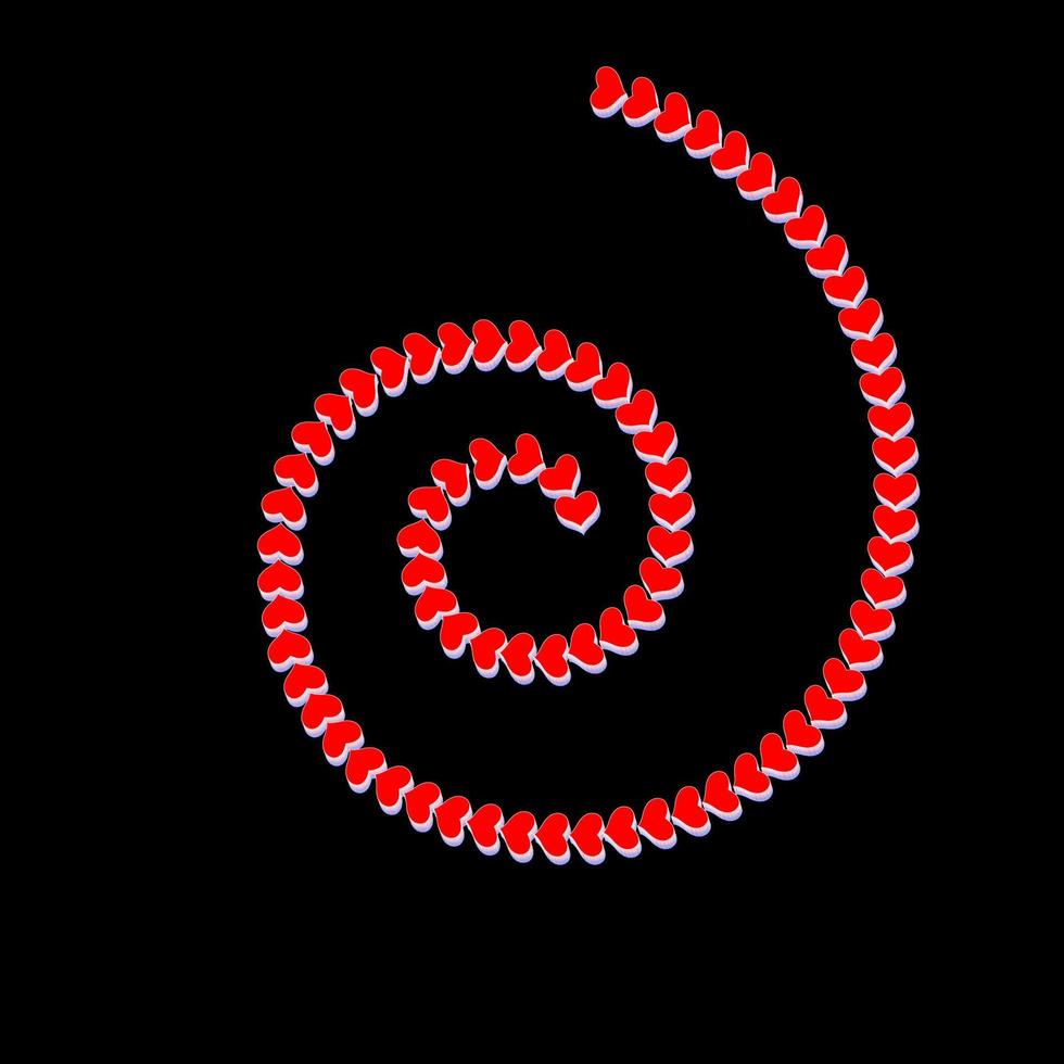 Vetor de coração vermelho espiral 3D em uma linha.