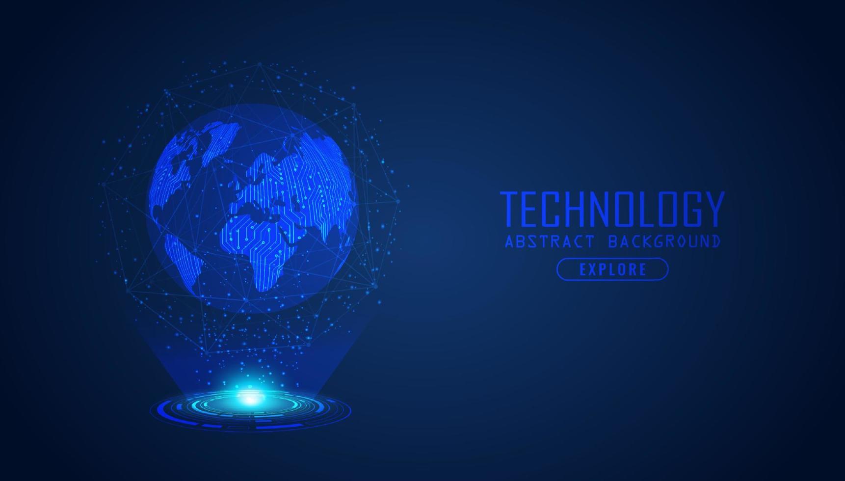 holografia de mapa-múndi moderno em fundo de tecnologia vetor