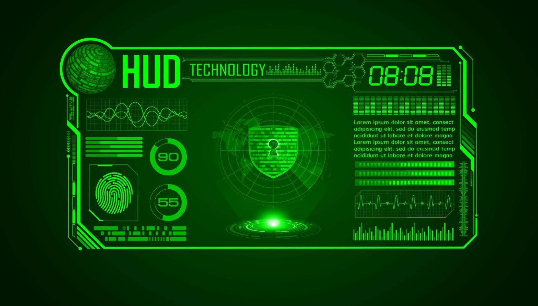 fundo de tela de tecnologia hud moderna com cadeado vetor