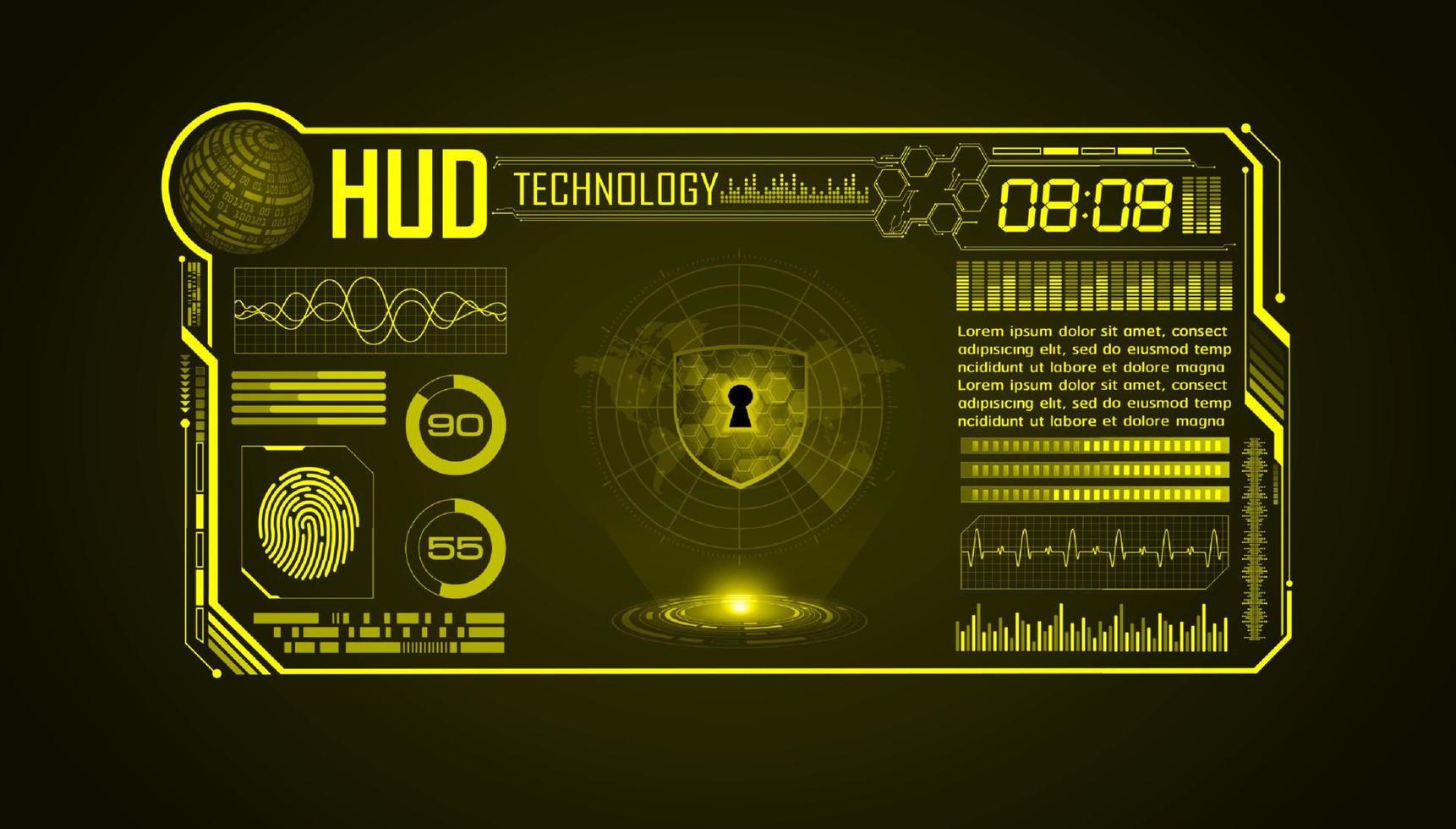 fundo de tela de tecnologia hud moderna com cadeado vetor