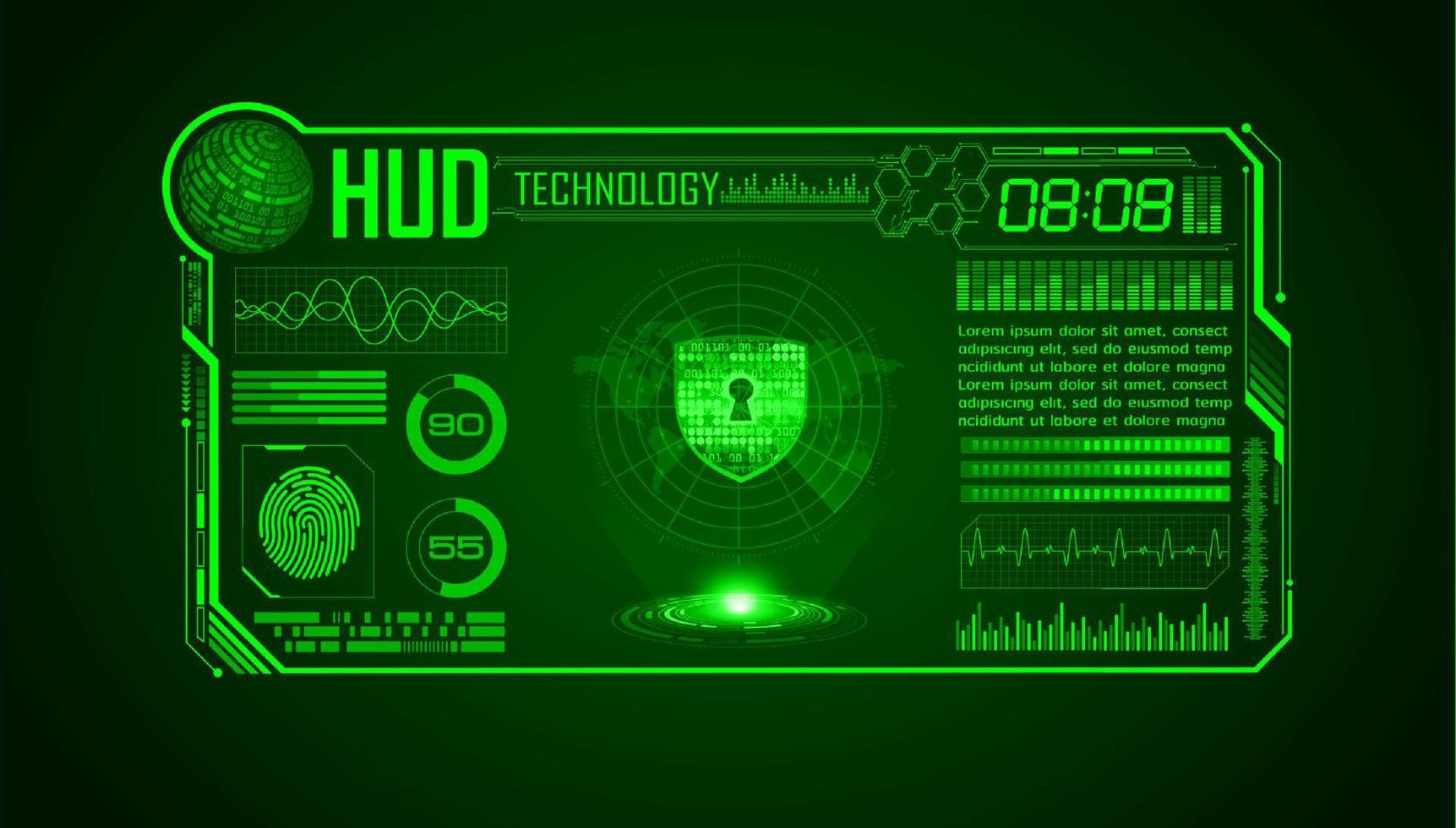 fundo de tela de tecnologia hud moderna com cadeado vetor