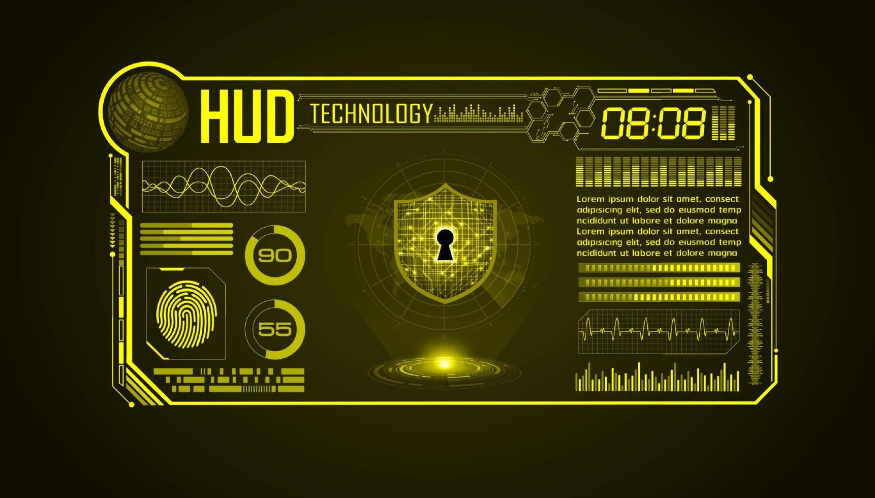 fundo de tela de tecnologia hud moderna com bloqueio vetor